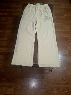 Triple 7's Miami Men's Distressed Tan Open-Leg Sweatpants